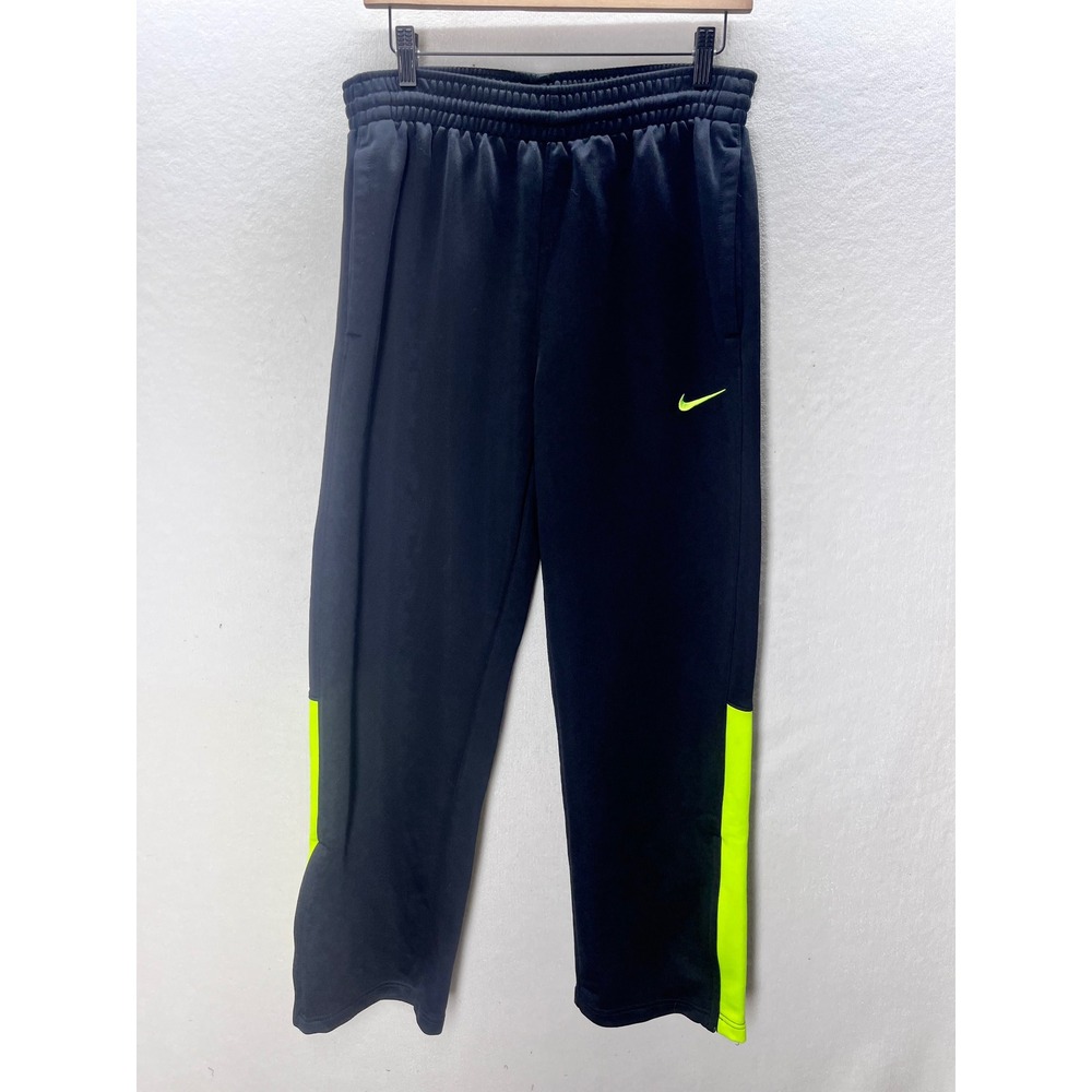 Nike Dri-FIT Track Pants Mens Medium Black Neon Zipper Cuffs Athletic 3264